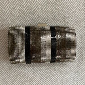 Glamorous INC Rhinestone Striped Evening Clutch